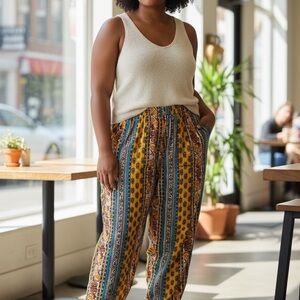 Band of Gypsies Mustard Multi Stripe Wide Leg Pants